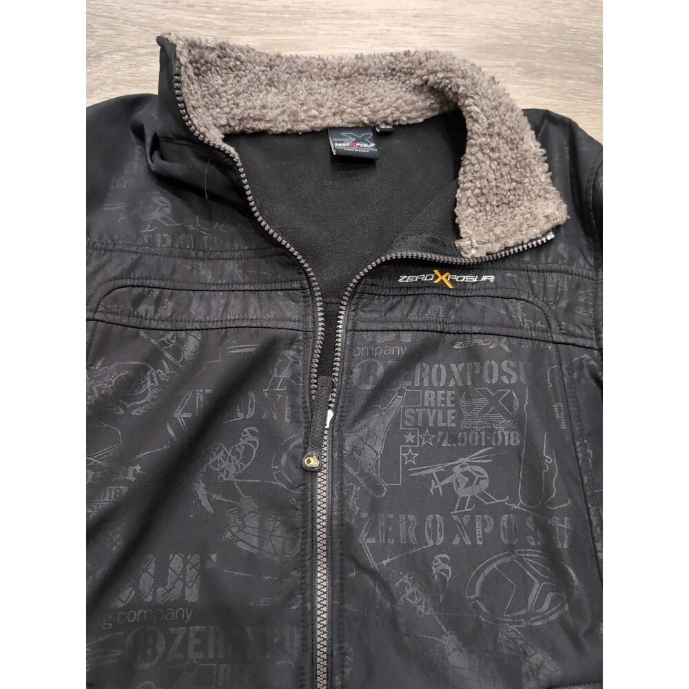 VINTAGE ZERO EXPOSUR LIGHTWEIGHT JACKET Youth XL 18-20 BLACK LOGO PRINT